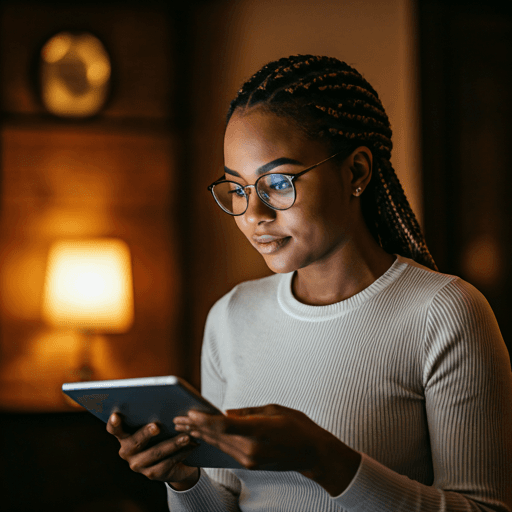 Woman with braided hair wearing stylish glasses