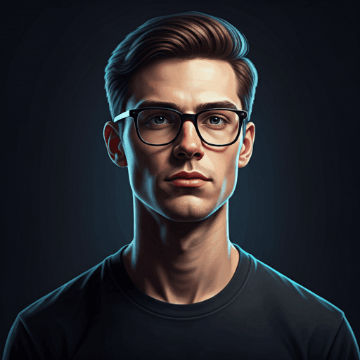 Portrait of a young man with glasses, minimal background, high-contrast studio lighting